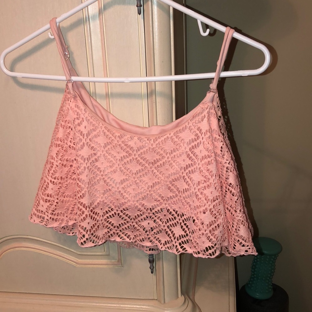 Pink lace crop top